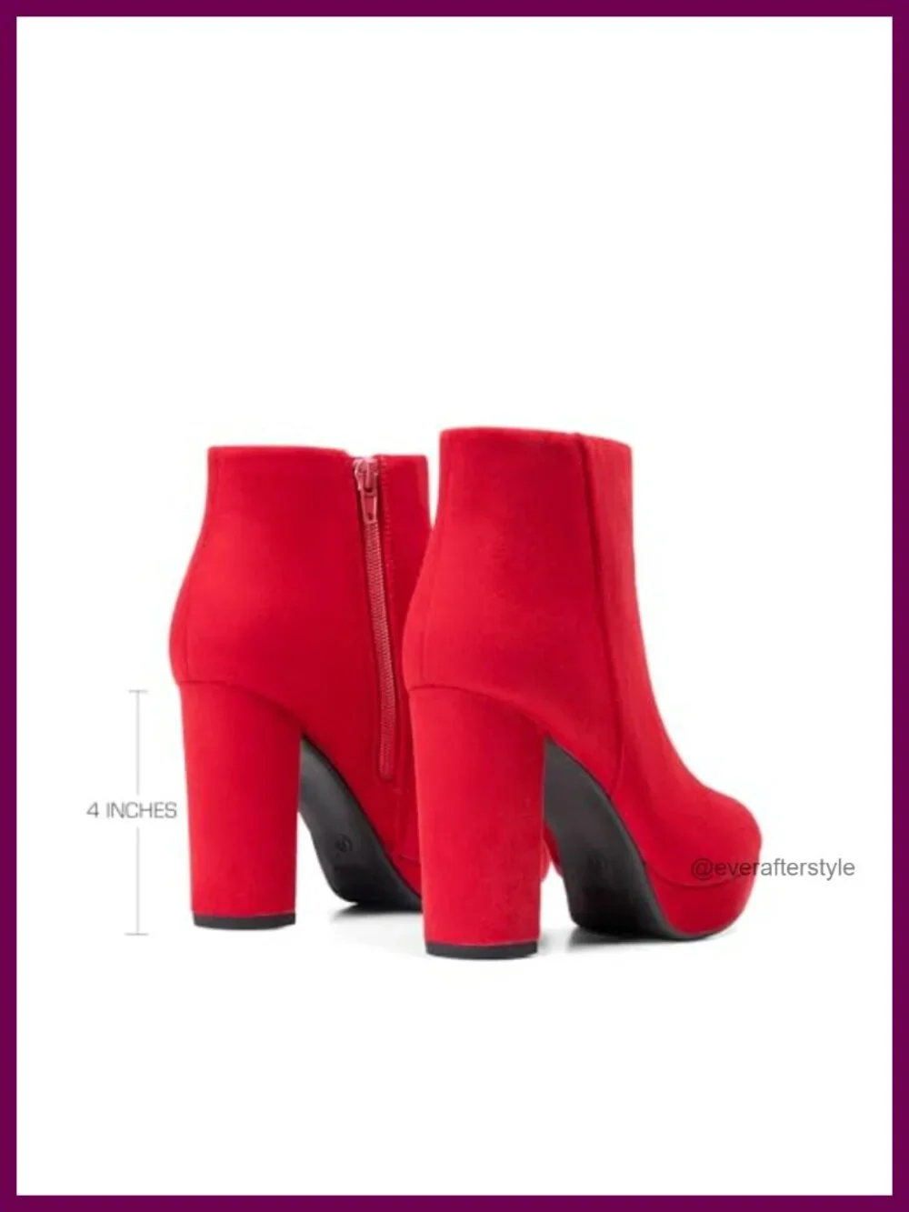 Round Toe Block Heel Ankle Boots with Zipper Closure